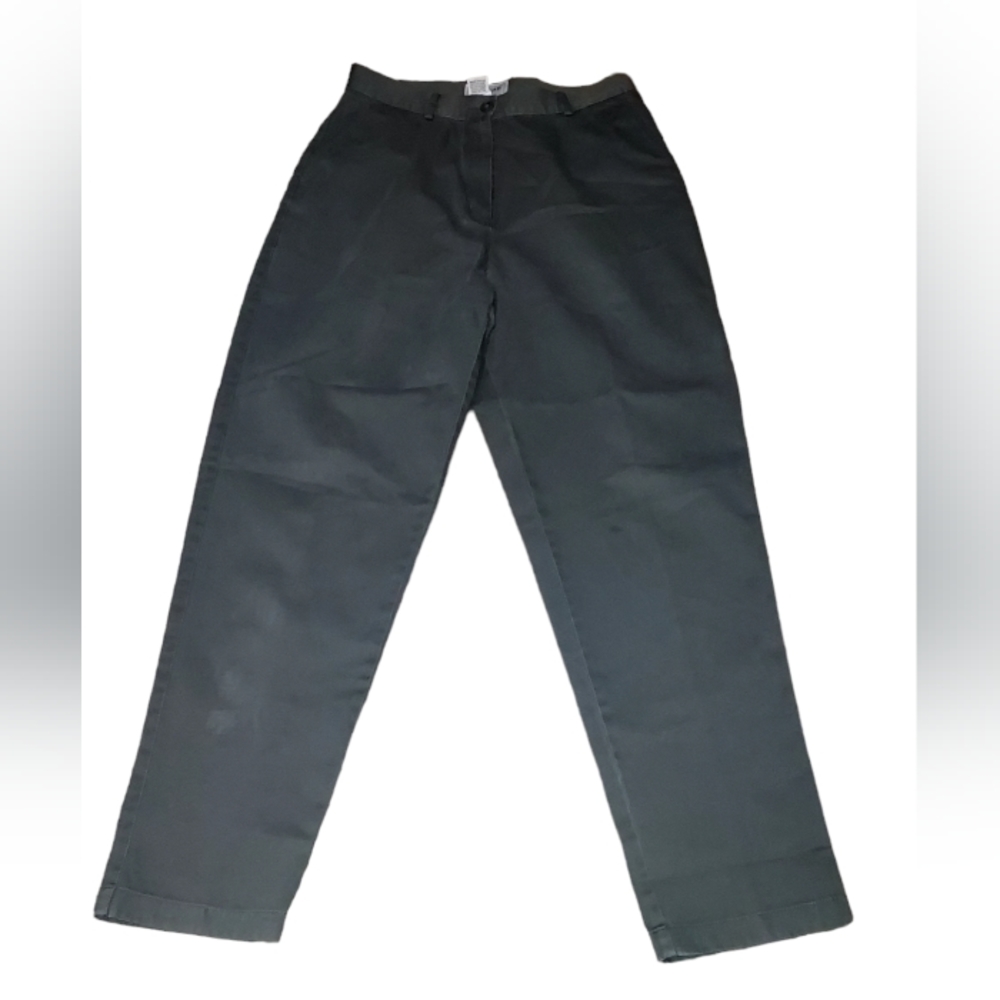 Ll Bean 10 M/Tall Trousers Pants Original Fit Green 100% Cotton Woman Bottoms di